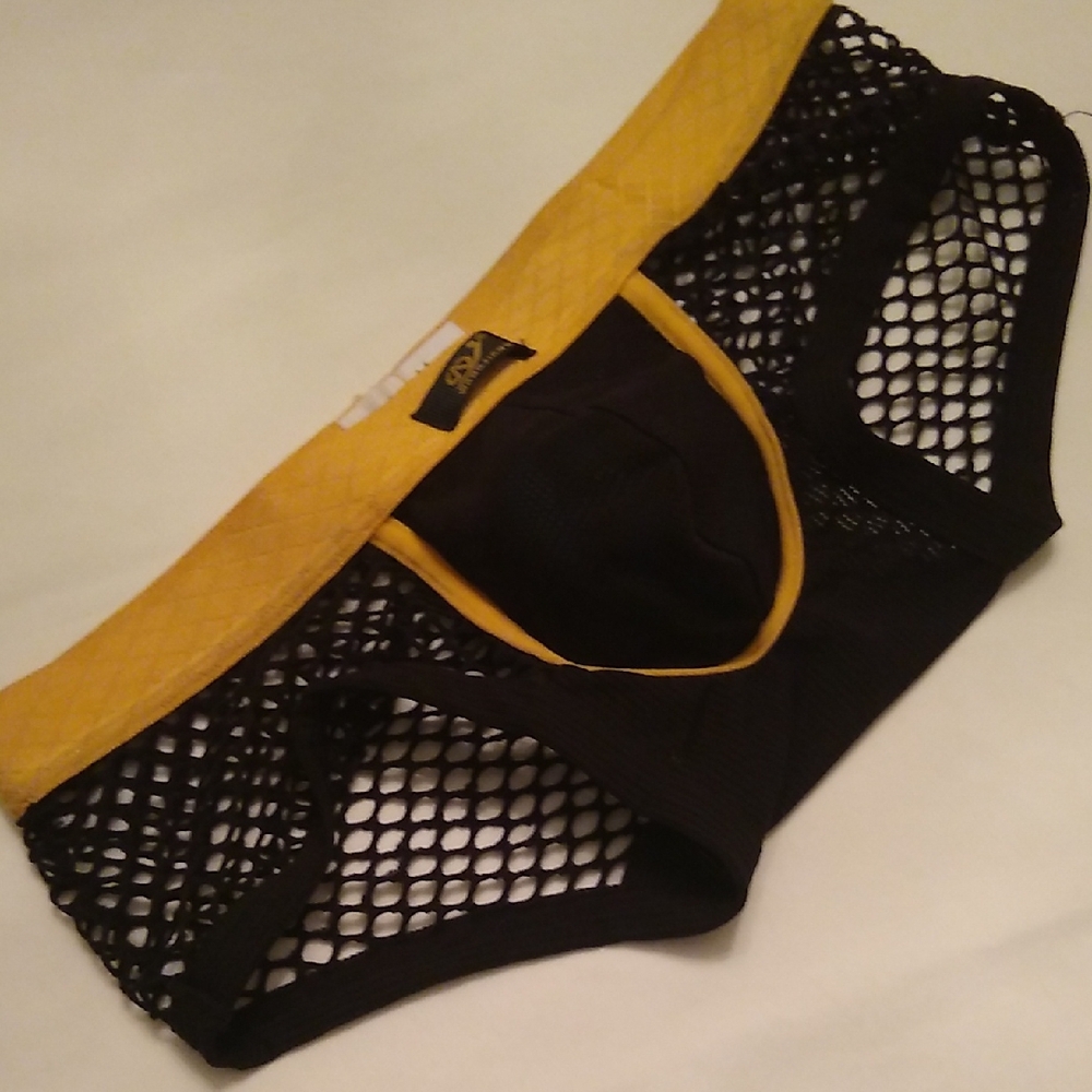 Black and Yellow Mesh Briefs